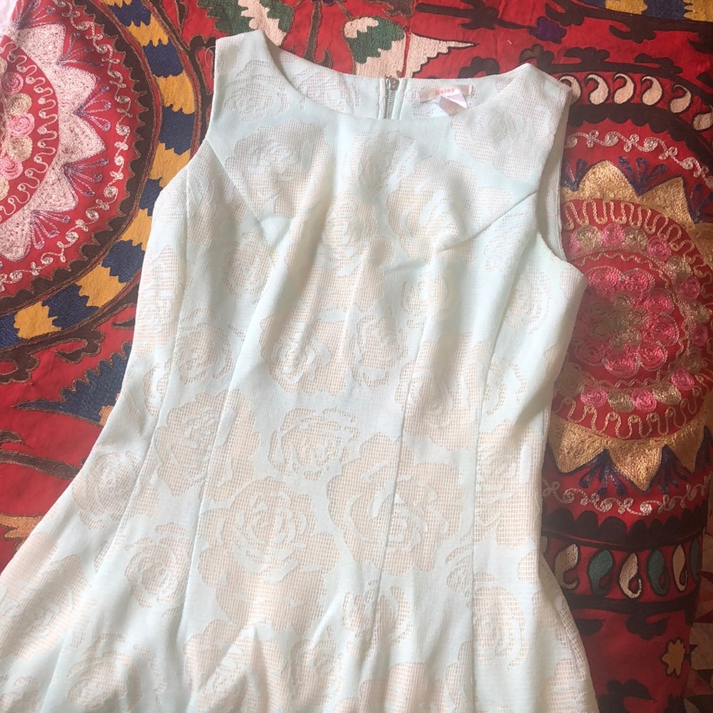 Seafoam Rose Lace Patterned Cocktail Dress
